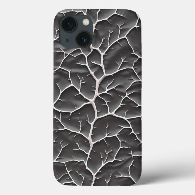 Glossy Dark Grey iPhone Case Branch Texture (Back)