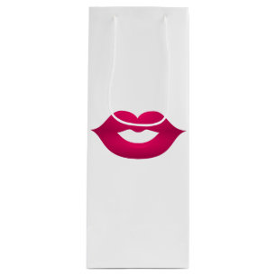 Glossy Dark Pink Lips Wine Gift Bag