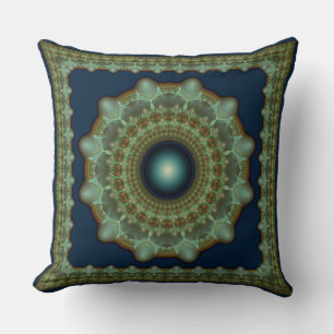 Glossy fabulous fractal ornament throw pillow