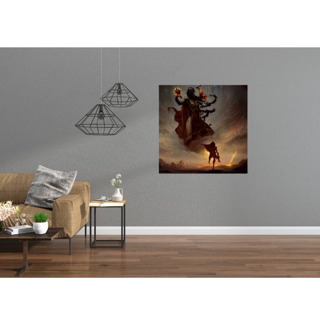 Glossy Fantasy Poster with Warrior & Dark Beast (Creator Uploaded)