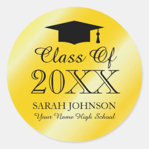 Glossy faux gold 20XX graduation sticker and seals