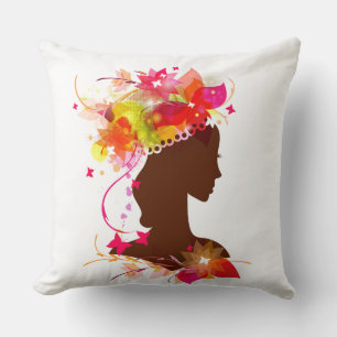 Glossy Floral Girl Decorative Pillow