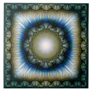 Glossy floral radiating pattern tile