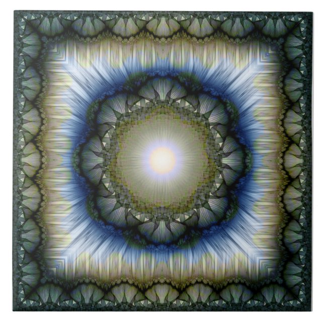 Glossy floral radiating pattern tile (Front)