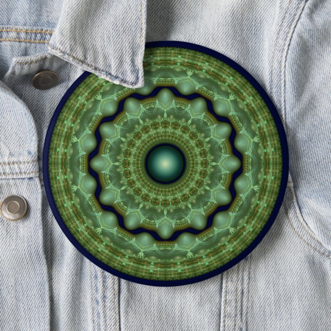 Glossy fractal fairy round ornament 6 inch round button (In Situ)