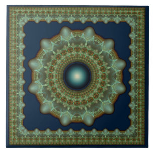 Glossy fractal ornament ceramic tile