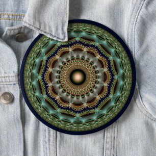 Glossy fractal round brilliant ornament 6 inch round button