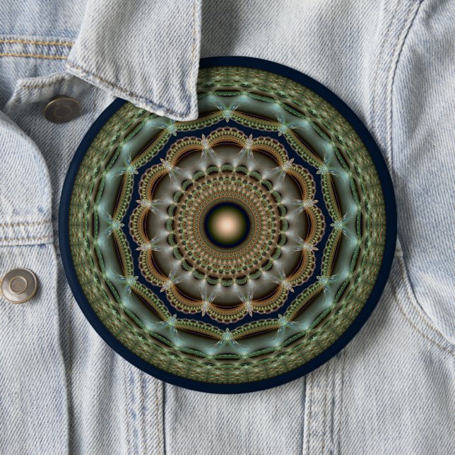 Glossy fractal round brilliant ornament 6 inch round button (In Situ)