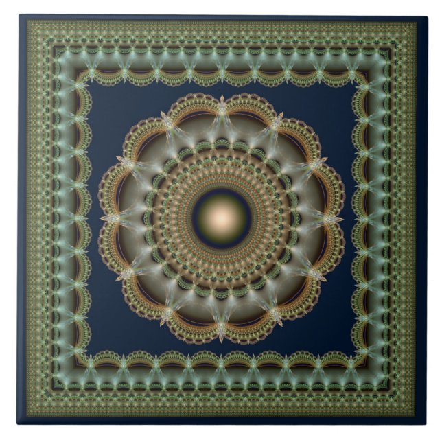 Glossy fractal sacred ornament tile (Front)