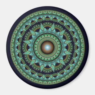 Glossy fractal star mandala magnet