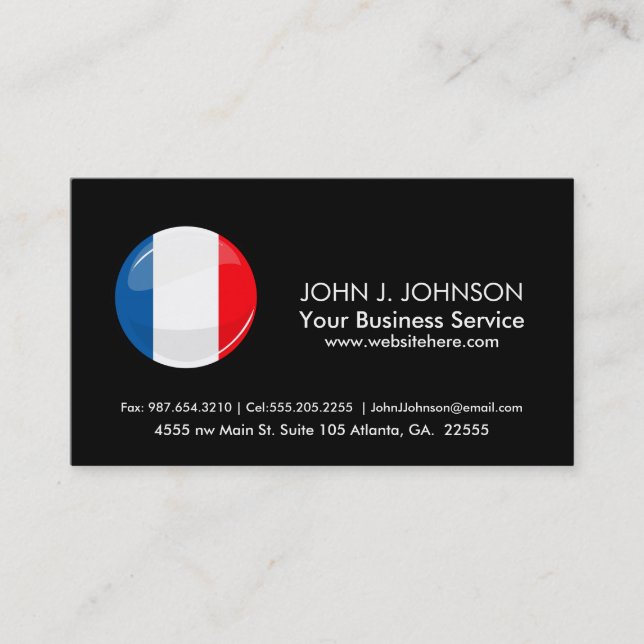 Glossy French Flag Business Card (Front)