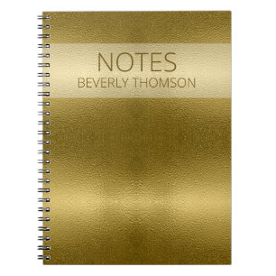 Glossy Gold Metal Texture Name Customized Notebook