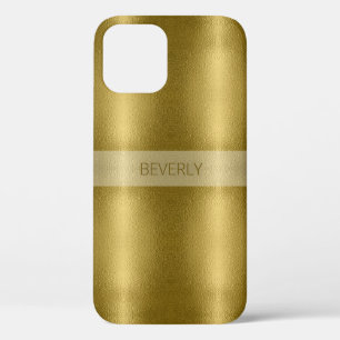 Glossy Gold Metal Texture With Name Personalized iPhone 12 Case