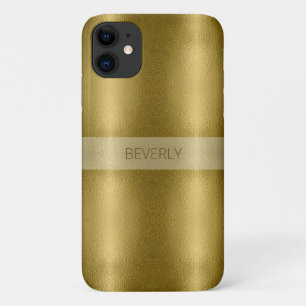 Glossy Gold Metal Texture With Personalized Name iPhone 11 Case