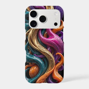 Glossy Gold Teal Magenta Organic iPhone Case