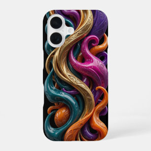 Glossy Gold Teal Magenta Organic iPhone Case
