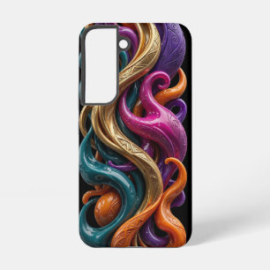 Glossy Gold Teal Magenta Organic iPhone Case