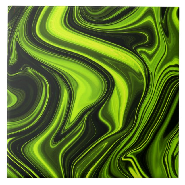 Glossy Green Colour in Fluid Marble Tile (Front)