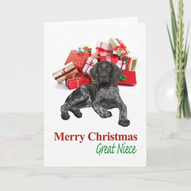 Glossy Grizzly Great Niece Merry X-mas Holiday Card (Front)