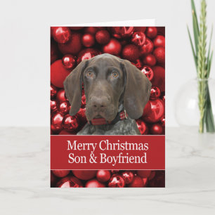 Glossy Grizzly Son & Boyfriend Merry Christmas Holiday Card