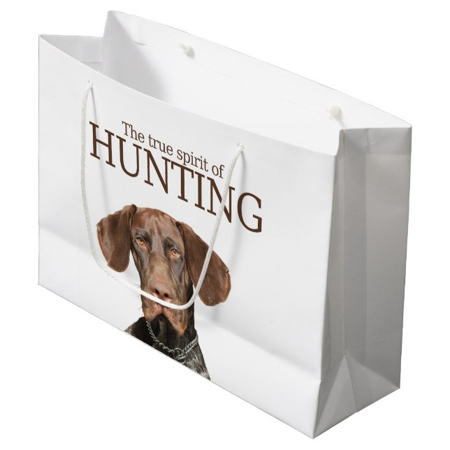 Glossy Grizzly true spirit of hunting Large Gift Bag (Front Angled)