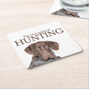 Glossy Grizzly true spirit of hunting Square Paper Coaster
