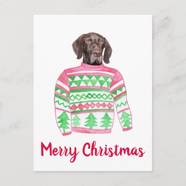 Glossy Grizzly Ugly Christmas Sweater Postcard (Front)