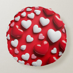 💖 Glossy Heart Decor For Girls Room Round Pillow