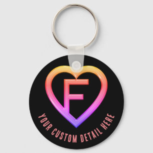 Glossy Heart initial Letter F Keychain