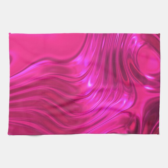 Glossy Hollywood Cerise Super Pink Kitchen Towel (Horizontal)