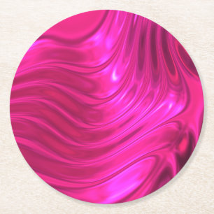 Glossy Hollywood Cerise Super Pink Round Paper Coaster