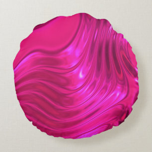 Glossy Hollywood Cerise Super Pink Round Pillow