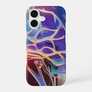 Glossy Holographic Veins Neon Chrome Abstract iPhone 16 Case
