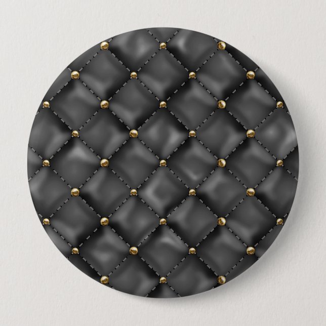 Glossy Leather Texture with Gold Pearls 4 Inch Round Button (Front)