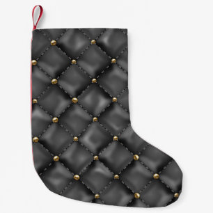 Glossy Leather Texture with Gold Pearls Small Christmas Stocking