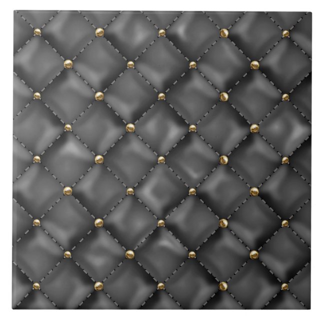 Glossy Leather Texture with Gold Pearls Tile (Front)