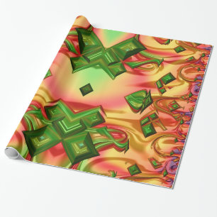 GLOSSY ~ Multicolored Fractal ~ Christmas Wrapping Paper