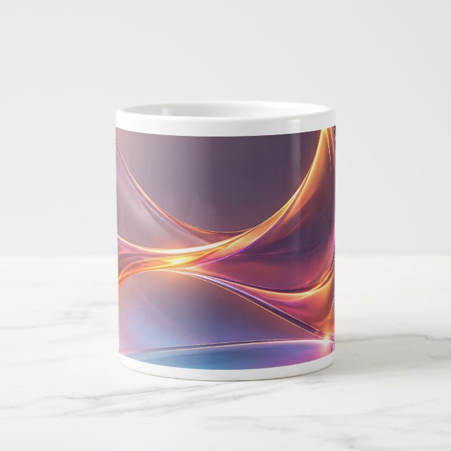 Glossy Neon Multicolor Abstract Liquid Waves Large Coffee Mug (Front)