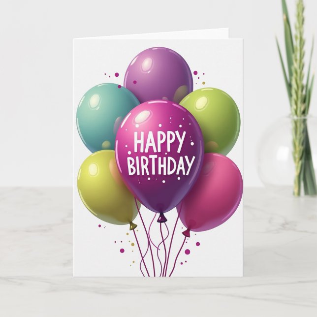 Glossy Party Birthday Card (Front)