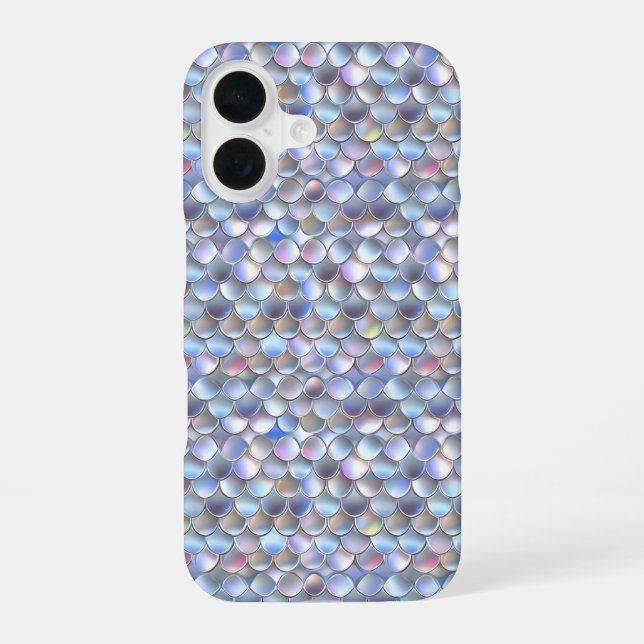 Glossy Pastel Scale Pattern iPhone 16 Case (Back)