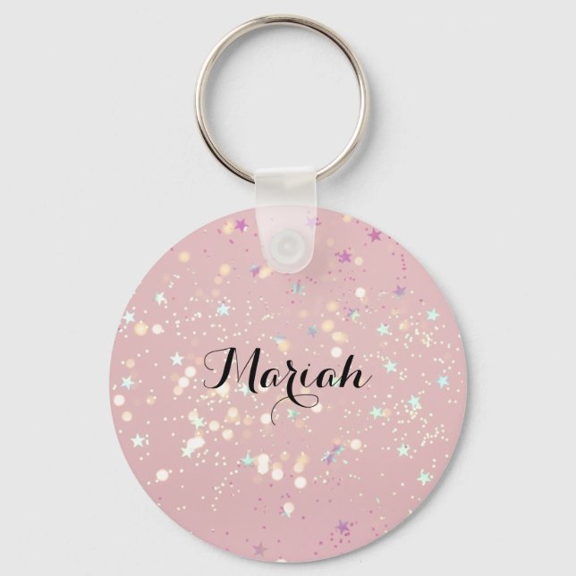  glossy pink background keychain (Front)