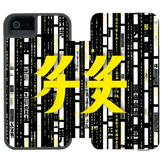 Glossy Pink Donut with Dark Sprinkles Incipio iPhone Wallet Case (Folio Open)