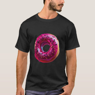 Glossy Pink Donut with Dark Sprinkles T-Shirt
