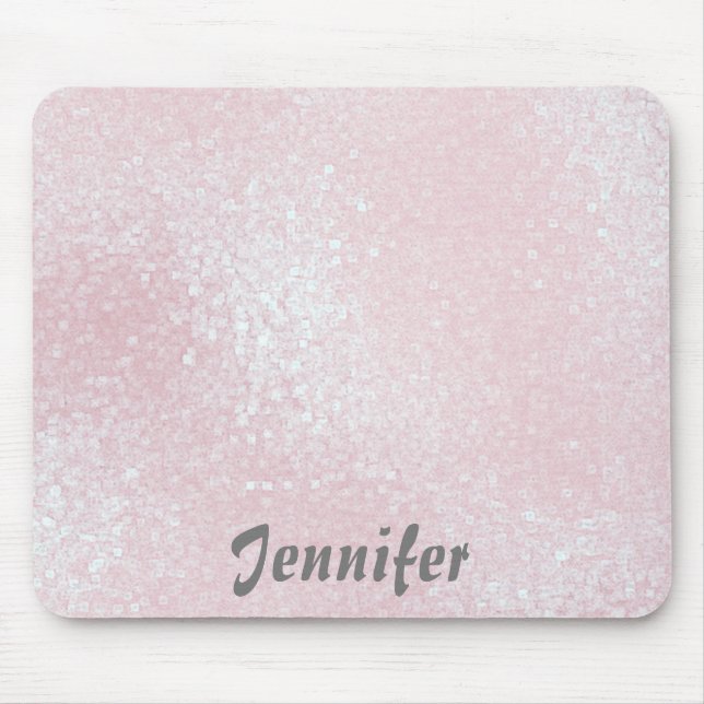 Glossy pink GIRLY Glitter PERSONALIZED YOUR NAME Mouse Pad (Front)