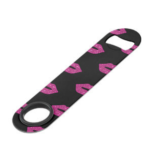 Glossy Pink Lips Purple Glitter Kisses Elegant Bar Key