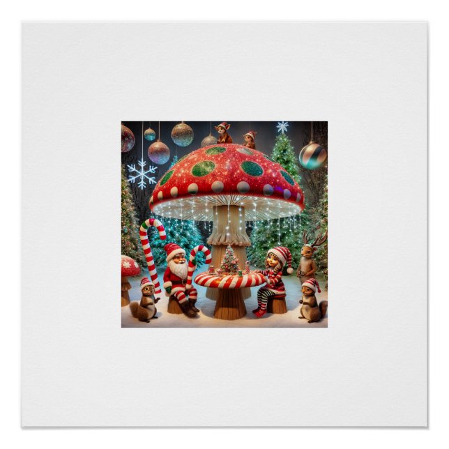 Glossy Poster: Christmas Mushroom Design Poster (Front)