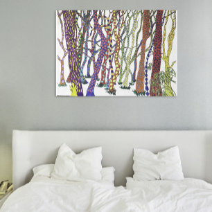 Glossy Poster of happy colourful crazy forest