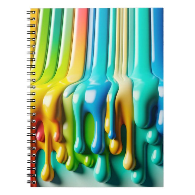 Glossy Rainbow Drips Abstract Art Notebook (Front)