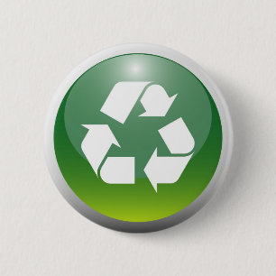 Glossy Recycling Sign 2 Inch Round Button