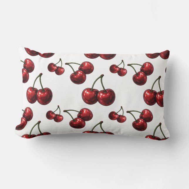 Glossy Red Cherries Retro Glam Pillow (Front)